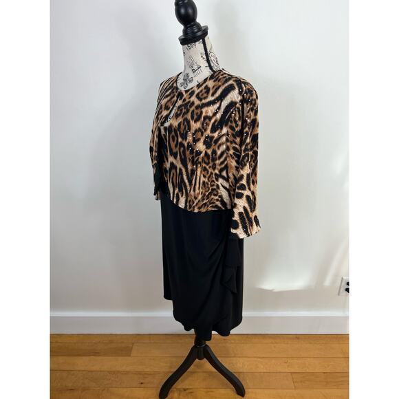 Dressbran Collection Cheetah Print sleeveless dress w/ draping & matching shawl - Picture 12 of 12